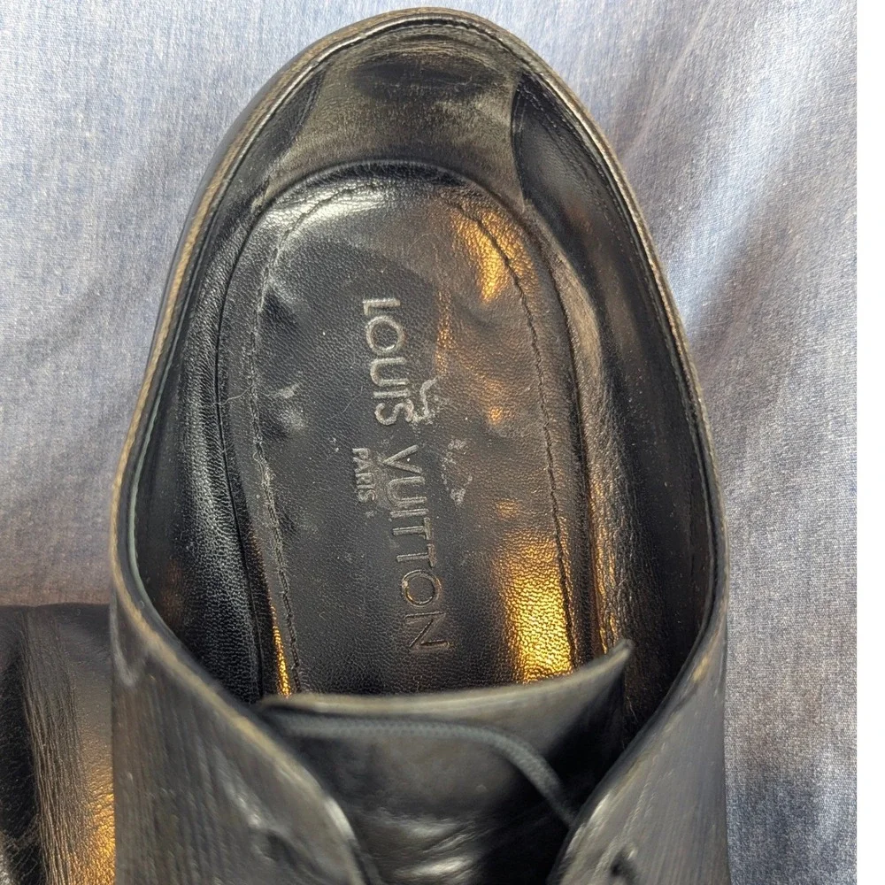 Louis Vuitton Mens Black Leather Epi Derby Shoes Made in Italy Size 9.5